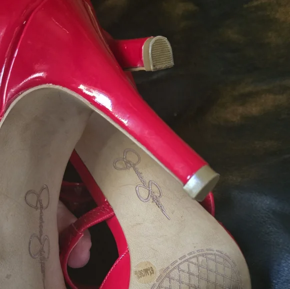 Jessica Simpson red studded patent leather Heels sz6.5M 36.5 - Picture 5 of 8
